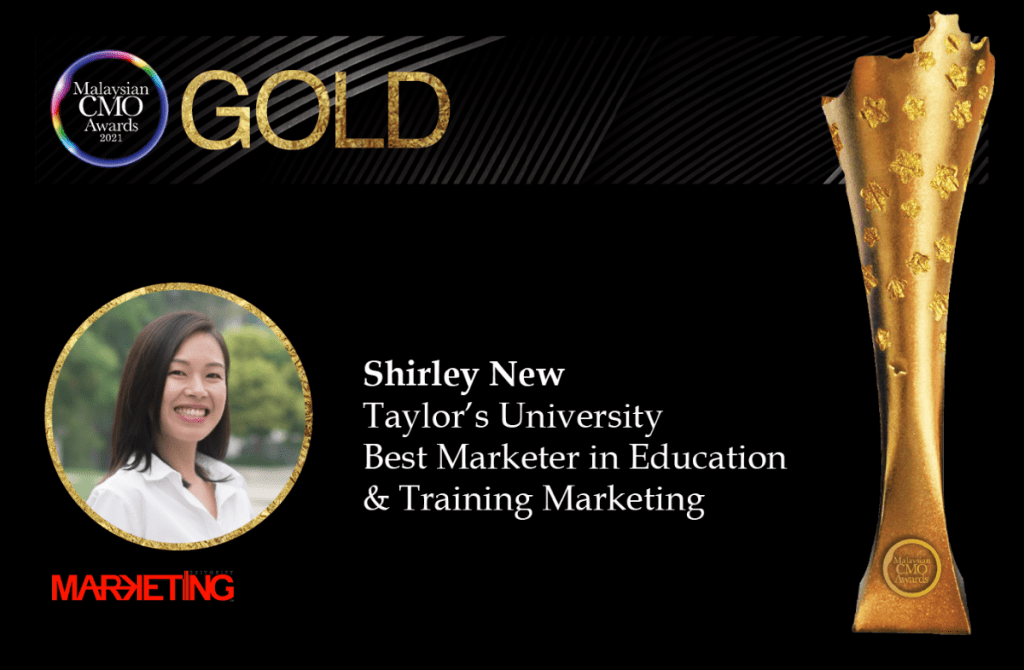 shirley new taylors university cmo awards marketing asia